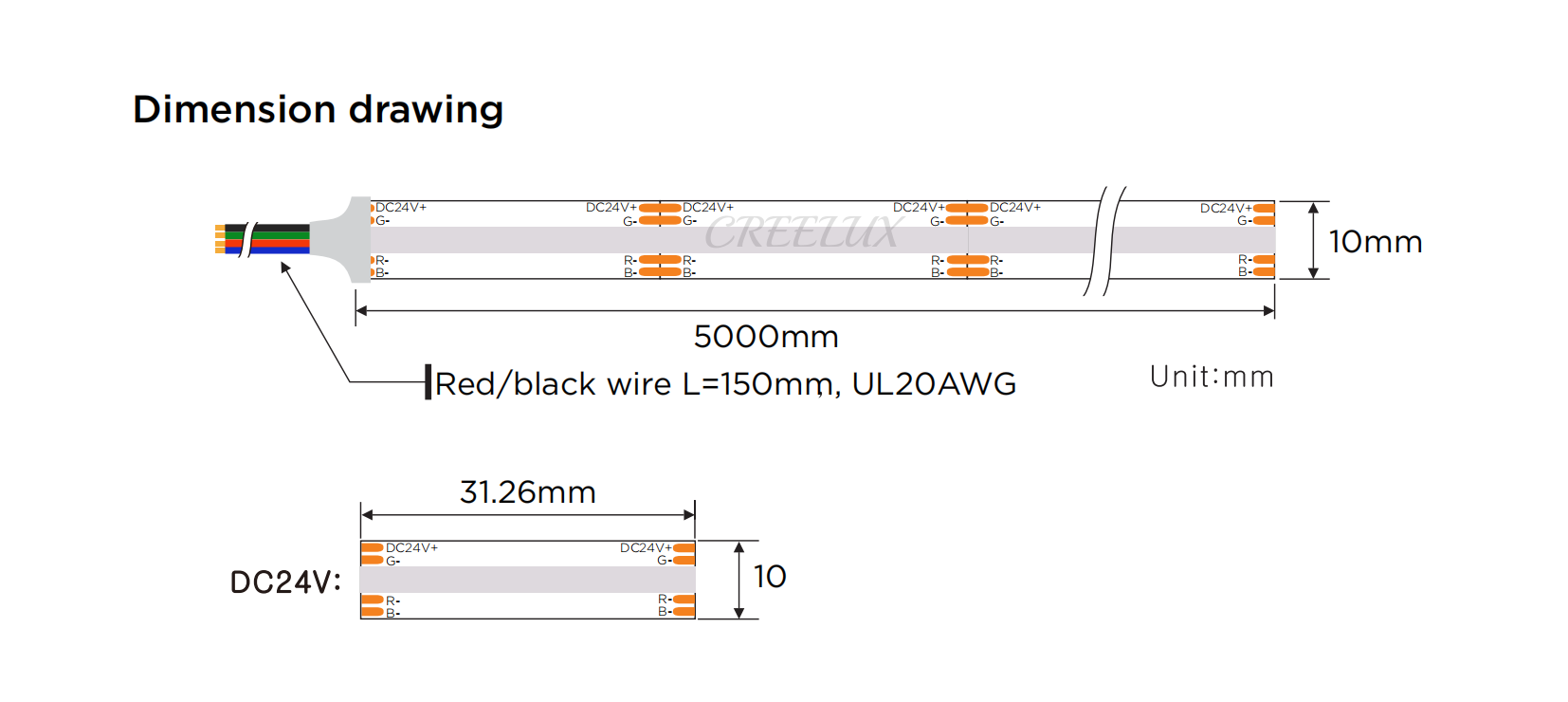 CREELUX- COB LED Strips RGB Color 768Leds/M - 5 Years Warranty