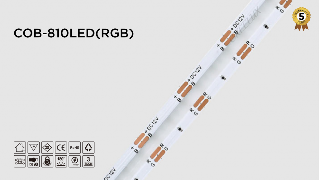 CREELUX- LED COB Strip RGB Color 810Leds/M - 5 Years Warranty