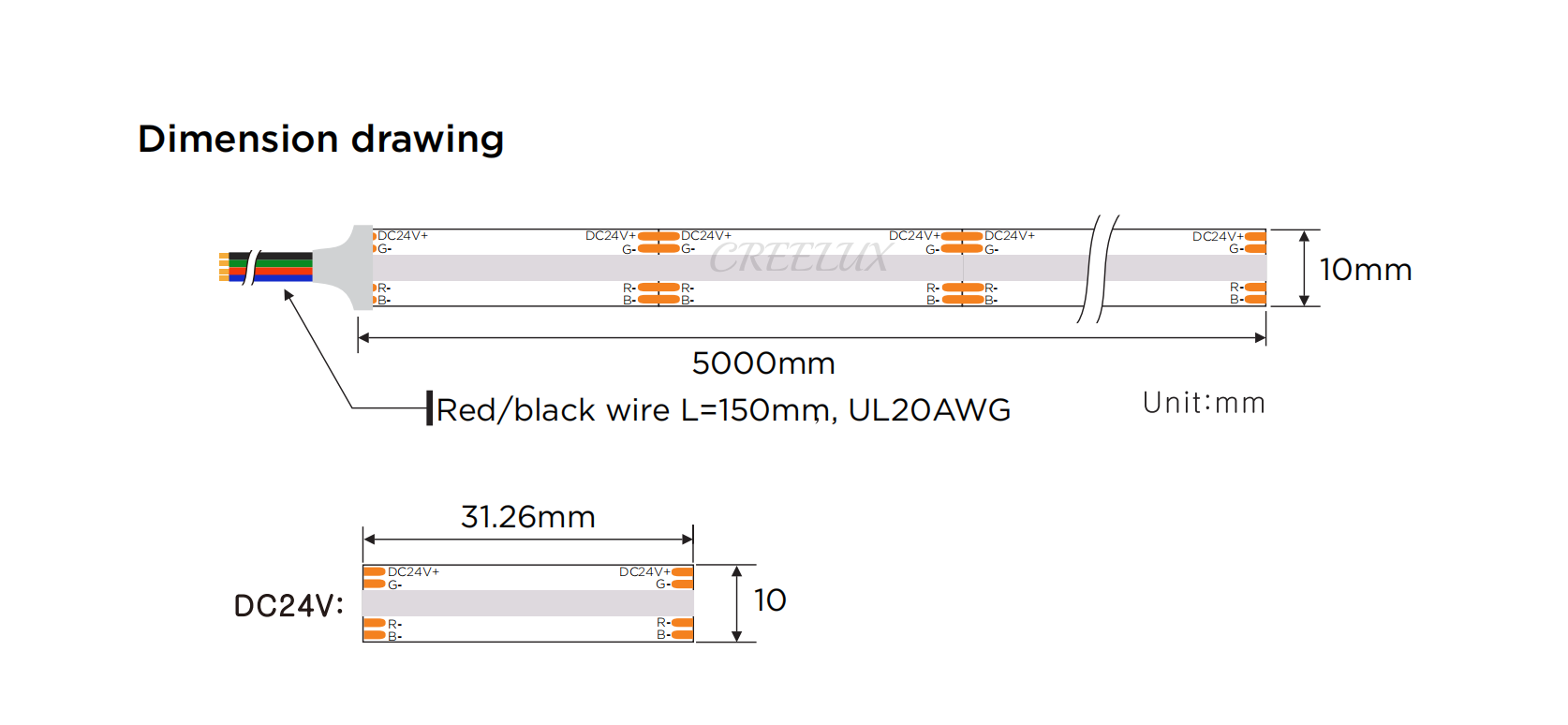 CREELUX- COB LED Strips RGB Color 840Leds/M - 5 Years Warranty