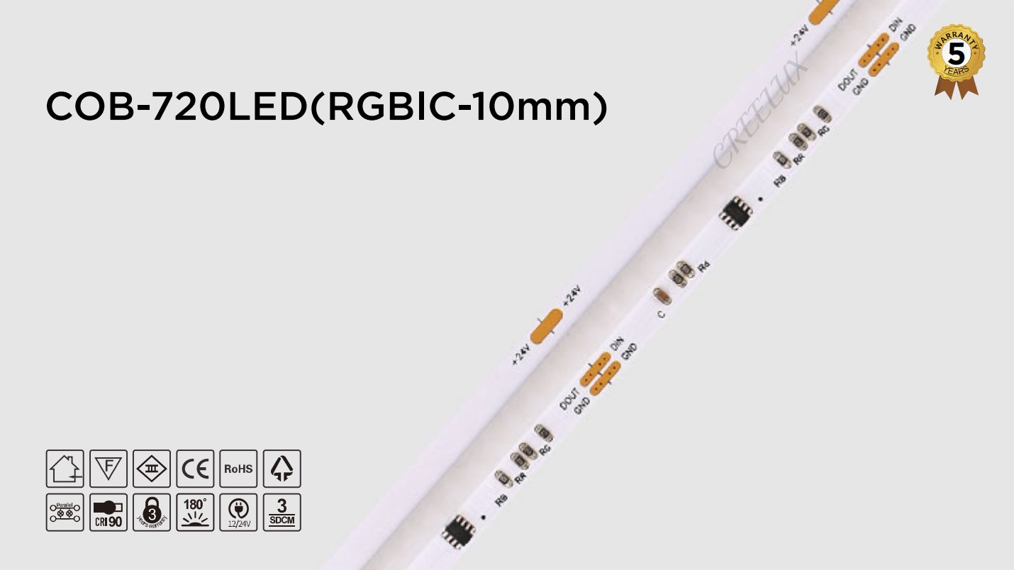 CREELUX- COB LED Strip RGBIC Magic Color 720Leds/M - 5 Years Warranty