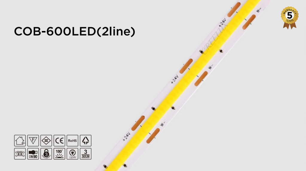 CREELUX- COB LED Light Strip Dual Color 600Leds/M - 5 Years Warranty