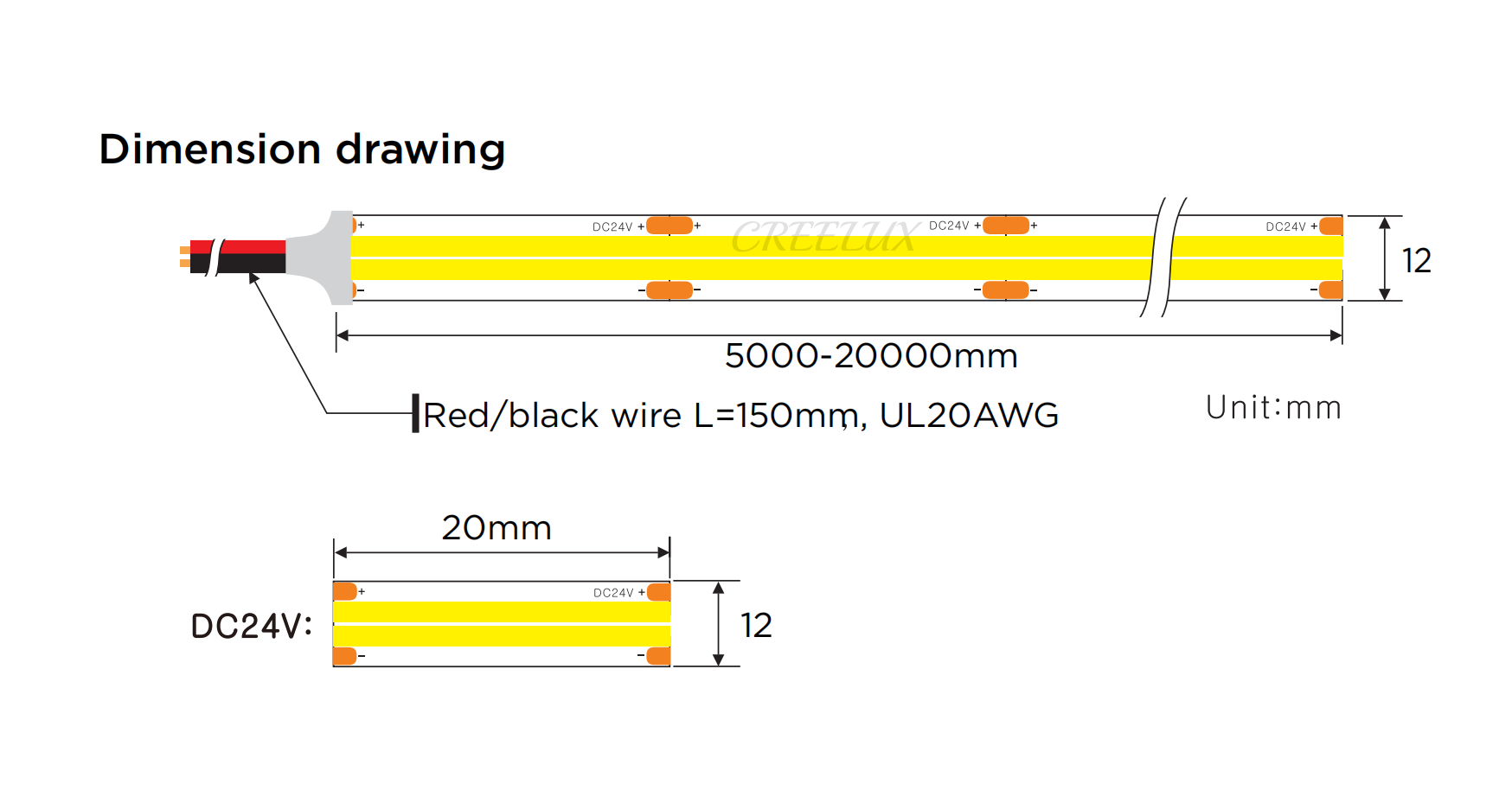 CREELUX- COB Light Strips Ultra-Long 600Leds/M - 5 Years Warranty