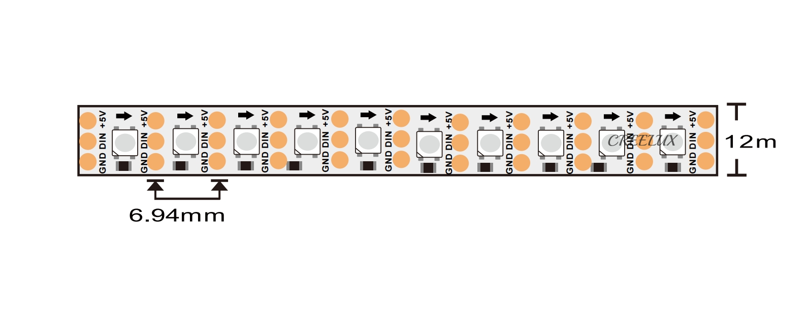 CREELUX-professional manufacturer of rgb led strip light, rgbic,5V, high quality, 3 years warranty.