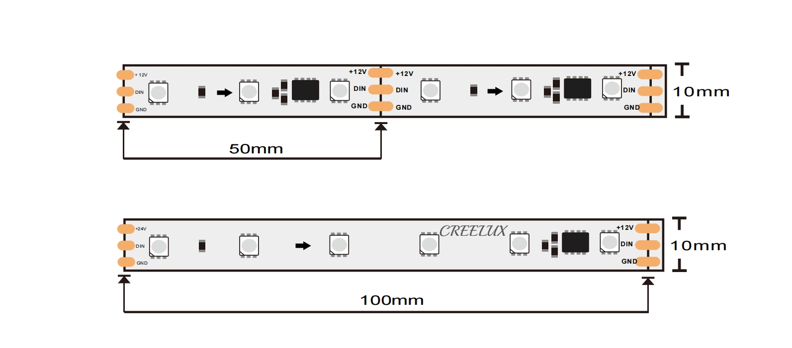 CREELUX-professional manufacturer of rgb led light strips, rgbic,s shape, high quality, 3 years warranty.