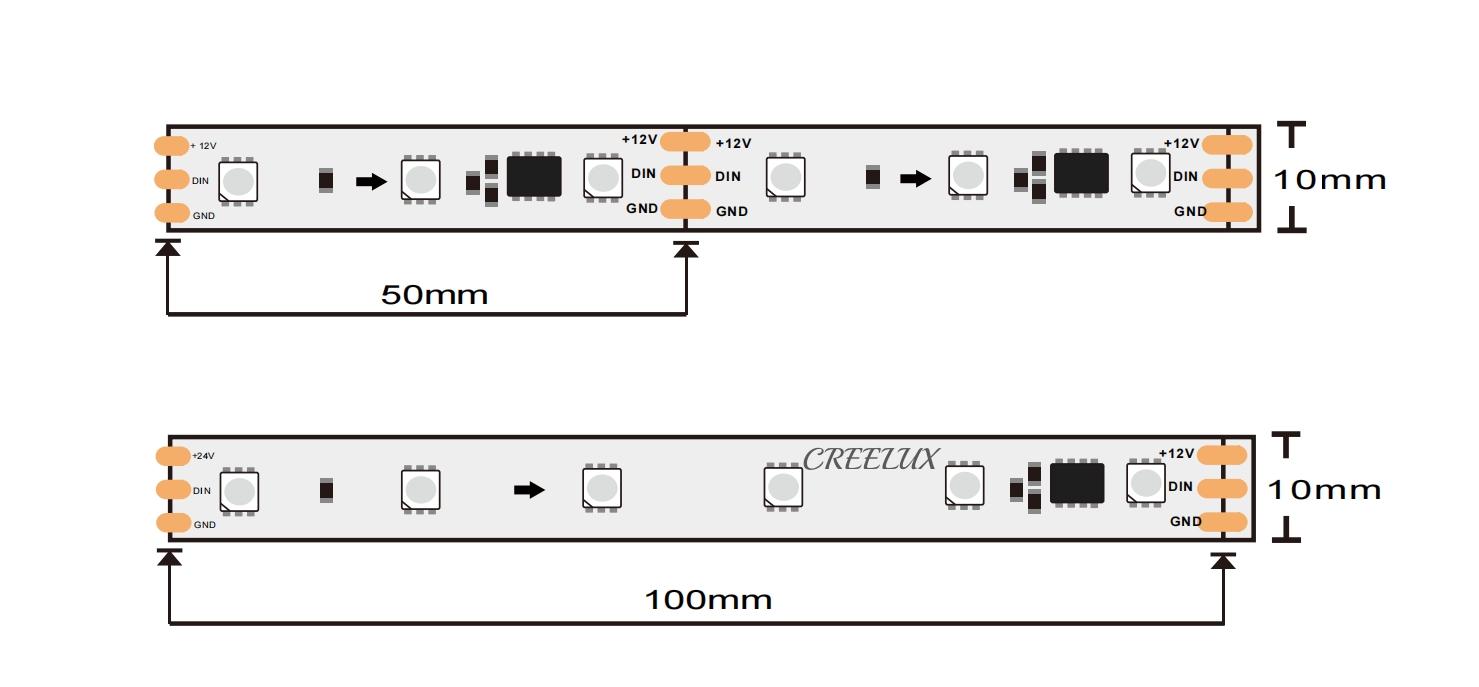 CREELUX-professional manufacturer of rgb led strip lights, rgbic,s shape, high quality, 3 years warranty.